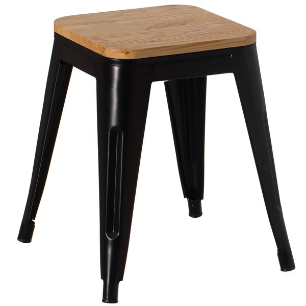 Vintiquewise 17-in. Medium Decorative Accent Bar Stool for Indoor and Outdoor, Wooden Brown and Metal Black QI004465.M - main